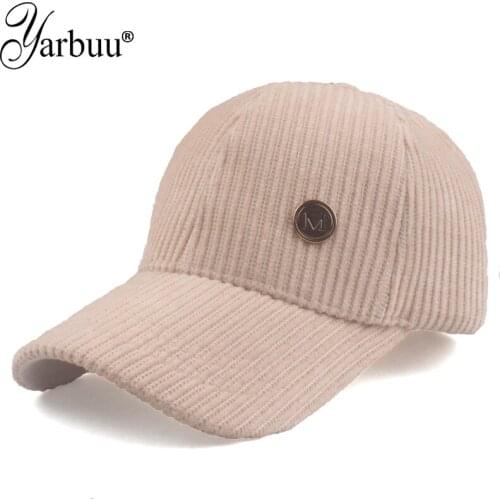 [YARBUU] 2021 New Brand Corduroy Baseball cap Solid Color Versatile Vertical Stripe Hat Women Autumn Winter Warm Gorras cap