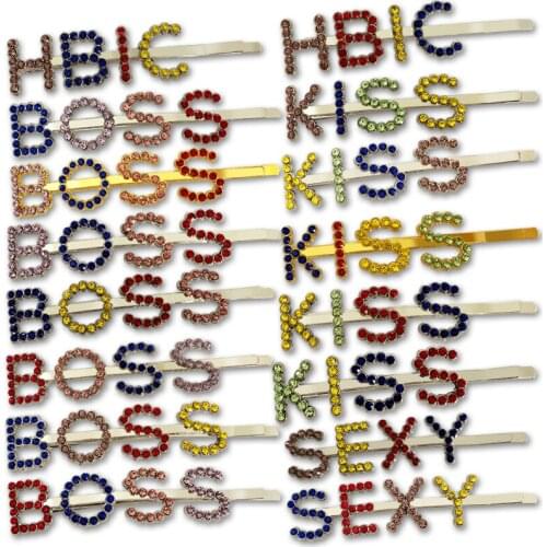 Crystal BOSS SEXY STAR Letter Barrettes Hairwear for Women Kid Girls Free Gift Wedding Party Hair Pins