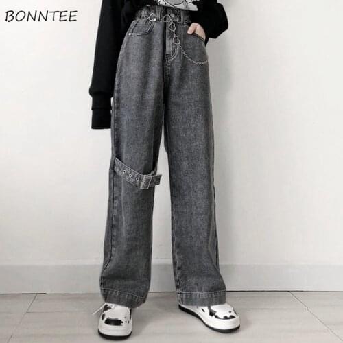 Women Jeans High Waist All-match Korean Style Street Wear Female Chic Retro Full Length Vintage Spring Do Old Hot Sale Soft New