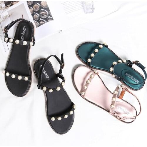 Koovan Womens Sandals 2020 Pearl Beach Comfortable Summer Toe Sandals Student Flat Roman Soft Bottom Womens Shoes