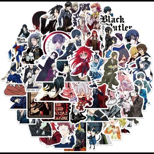 25/50PCS Black Butler Sticker Pack for Children Gift Cartoon Anime Stickers To Stationery Laptop Suitcase Guitar Fridge Decals