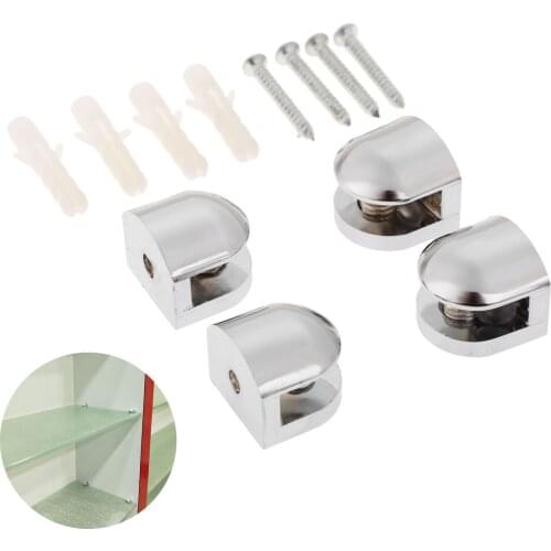 4Pcs Glass Shelf Brackets Clamp Bracket Adjustable Glass Shelf Support Holder Clamp Bracket For 5-6mm Thickness Glass w/Screws