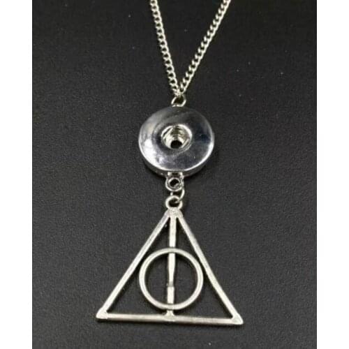 5PCS/Lot Deathly Hallows Necklaces&Pendants 18mm Snap Button Pendant Necklace Link Chain Necklace Statement Jewelry