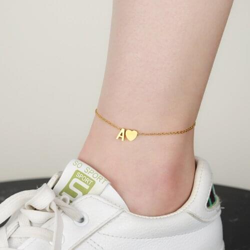 A-Z Initial Letter Anklet For Women Gold Stainless Steel Customized Alphabet Bracelet For Girl Boho Jewelry Personalized Gift