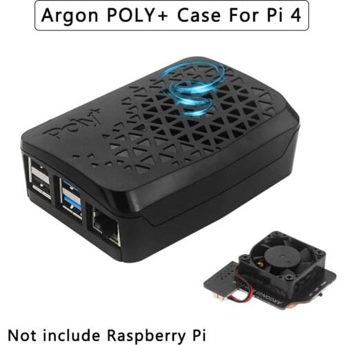 Argon POLY+ Vented Case for Raspberry Pi 4 With Argon40 Mini Fan Black Cooler ABS Shell for Raspberry Pi 4 Model B
