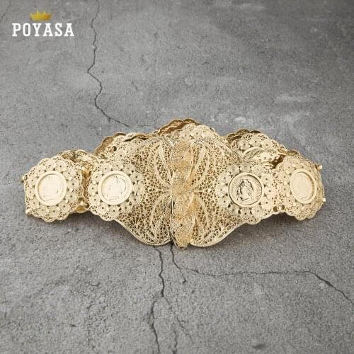 Free shippping Moroccan Caftan wedding gold copper Metal coin belt for women