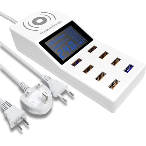 8 Port USB Wireless Charger For iphone Huawei Samsung Smart LCD Display Desktop Power Adapter Quick Charge 3.0 Fast Charging