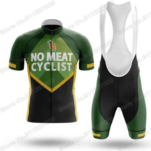 No Meat Cyclist 2021 Cycling Jersey Set Summer Bicycle Clothing Road Bike Shirts Suit Bicycle Bib Shorts MTB Wear Maillot
