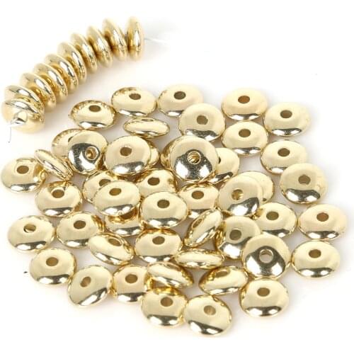 Pick Size 5mm 6mm 7mm 8mm Gold/Silver Color Spacer Bead Findings Round Pattern Acrylic Loose DIY Beads for Jewelry Making