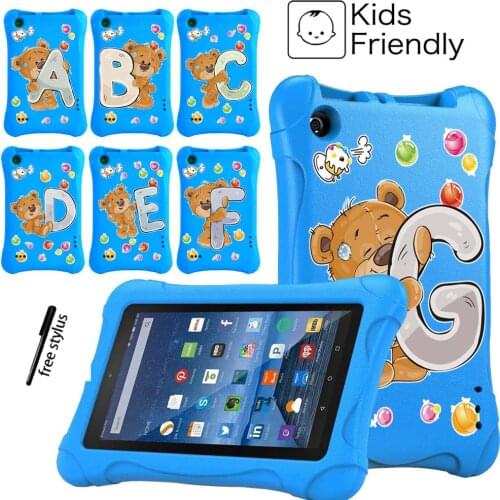 Tablet Case for Amazon Fire 7 26 Letter Series Non-Toxic EVA Full Body Cover Case + Free Stylus