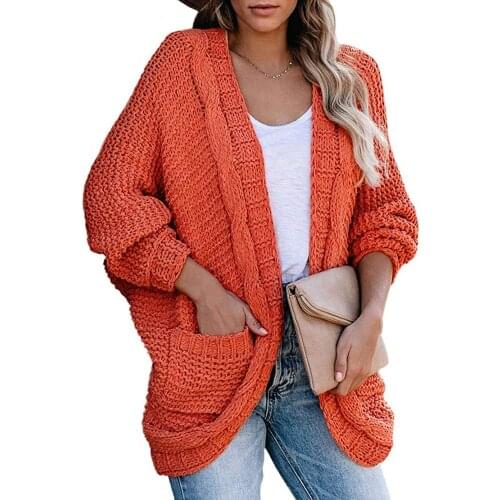 DANJEANER Thick Thread Twist Cardigan with Pockets 2020 Autumn Winter Sweater Casual Solid Long Sleeve Jacket Pull Femme Hiver
