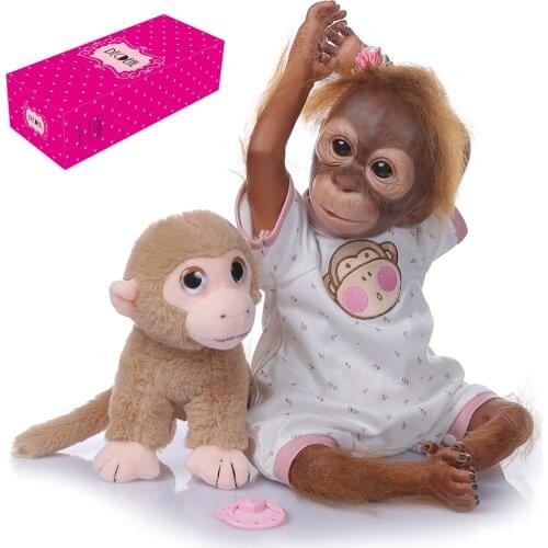 Decdeal 52cm Silicone Realistic Baby Monkey Doll Lifelike Reborn Baby Monkey Handmade Detailed Painting Art Dolls with T-shirt