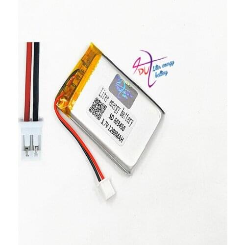 JST PH 2.0mm 2pin 10pcs 3.7V 1200mAh Lithium Polymer LiPo Rechargeable Battery For GPS DVD mobile video game PAD E-books 603450
