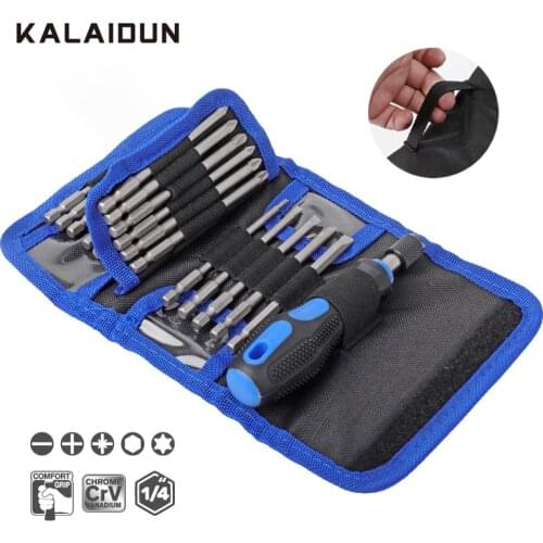 KALAIDUN 25Pcs Screwdriver Set Hex Torx Phillips Extended Screw Bits CR-V Magnetic Handle Household Automobile Repair Hand Tools