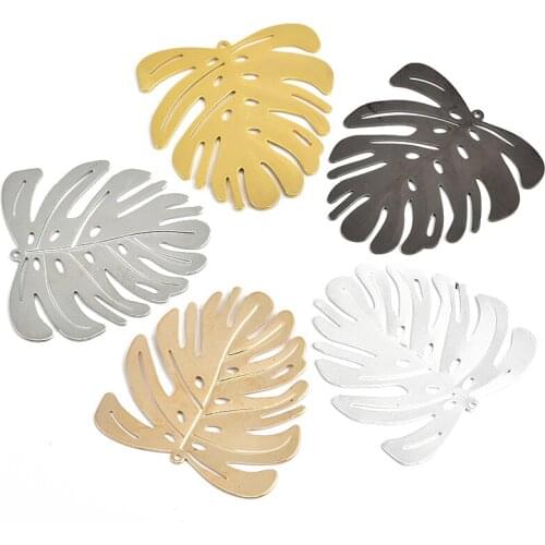 Brass Hollow Single Hole Large Leaf-shaped Leaf Pendant DIY Handmade Material Earrings Necklace Accessories