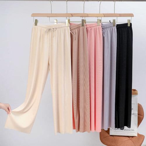 Pajama Pants Summer 2021 White Pants Home Suit for Women Clothes Cotton Plus Size Bottoms Loose Wide for Sleep Female Large Size