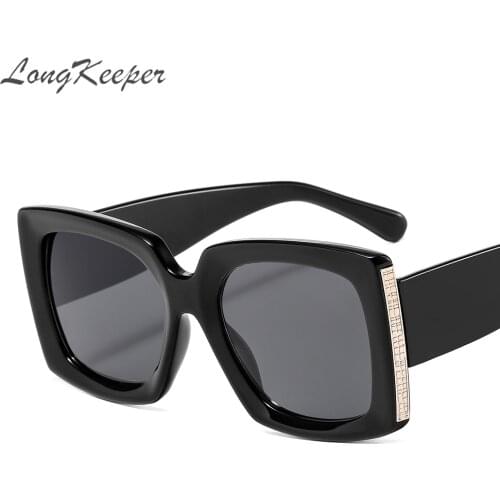 LongKeeper Oversized Square Sunglasses Women Fashion Gradient Sun Glasses Ladies Brand Luxury Black Shades UV400 oculos feminino