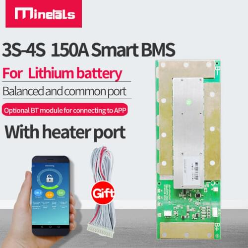 Minerals bms bluetooth 4s LiFePO4 Li-ion smart 150a Steamer Machine high-power Temperature protection li-ion battery pack BMS