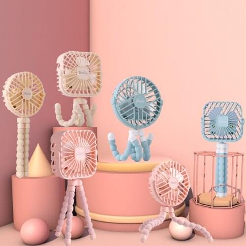 Mini Stroller Fan 600mAh Personal Portable Desk Handheld Baby Bed Car Seat Fan USB Rechargeable Battery Operated Fan Kids Gifts