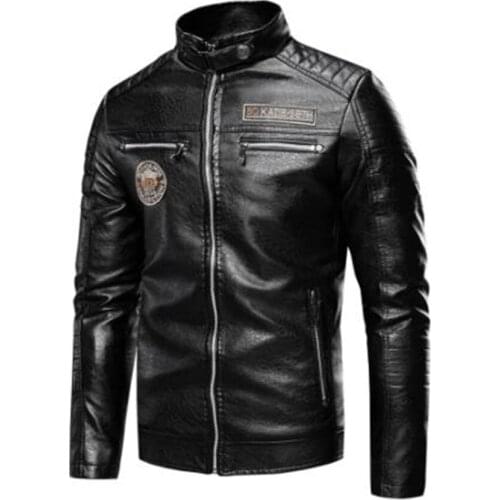 Autumn New Brand Casual Motor Distressed Leather Jacket Coat Men Winter Vintage Outwear Faux Leather Jackets Men