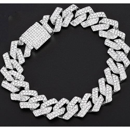 Hip Hop 15MM 2Row Cuban Prong Chain Bling Iced Out Box Buckle Copper AAA+ Cubic Zirconia Bracelet For Men Jewelry