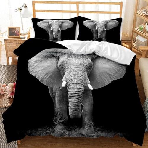 Autumn And Winter Elephant Cartoon Digital Printing Duvet Cover Set Single Bed Double Bed Two Or Three Sets For Boys And Girls