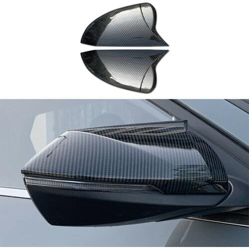 2Pcs carbon fiber Exterior Horn Shape Rearview Mirror Cover Trim Sticker Decoration For Hyundai Elantra 2021 Auto Accessories
