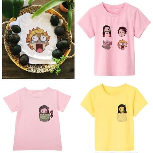Novelty Anime Kids T Shirts Demon Slayer Cartoon Boys Tshirt Unisex Girls Clothes Casual T Shirt Girl Demon Blade O-neck Summer