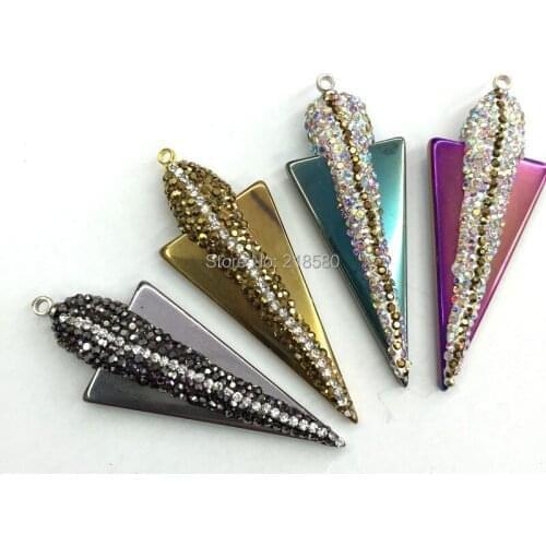 Pave Arrowhead Pendant Hematite Arrowhead Charm PM21791