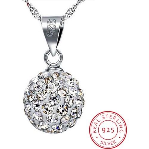 Promotion 925 sterling silver necklace female short design 10mm/12mm Rhinestone ball chain elegant anti-allergic drop shipping