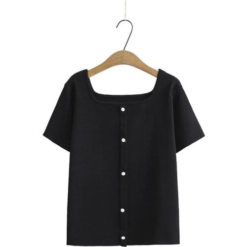 Plus Size Womens Squre Neck Short Sleeve Tshirts Slim False Button Summer Tops Vintage Elegant Shirts