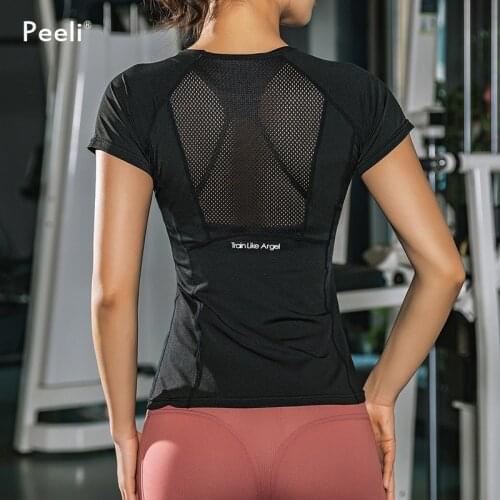 Yoga Shirt Women Short Sleeve Yoga Top Breathable Running Sport T Shirts Fitness Clothes Gym Top Workout Tops Active Wear Femme