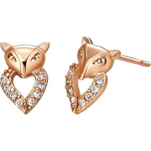 Fox Shaped Earrings Rose Gold Filled Lovely Childrens Baby Stud Earrings