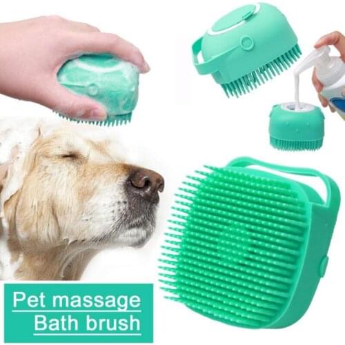 Pet Dog Grooming Massage Brush Cat Comb Hair Brush Comb Effective Cleaning Bath Short Hair Soft Silicone Rubber Brush