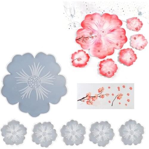 Large Flower Shape Resin Coaster Molds Fruit Cup Silicone Tray Epoxy Resin Mold