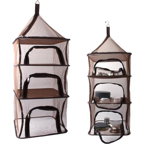 Foldable 4 Layers Drying Net Fish Net Drying Rack Hanging Vegetable Fish Dishes Dryer Net 39 x 39 x 100cm Hanger Fish Net