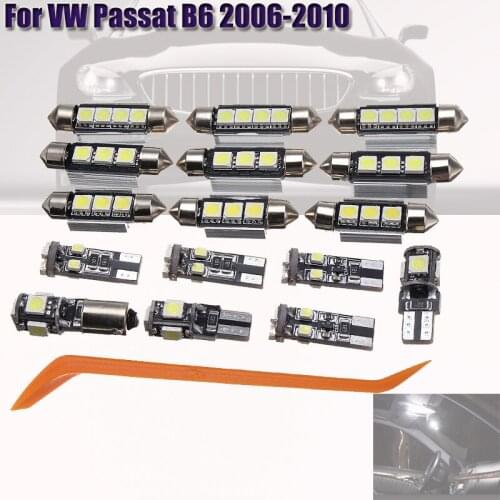 Car LED Interior Lights Front Dome Reading Light Vanity Mirror Glove Box light Pedal Spare Lights For VW Passat B6 2006-2010
