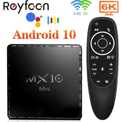 MX10 Mini Android 10 TV Box Support 2.4G 5G Dual Wifi BT 4.2 6K Google Voice Assistant Media Player Google Player Youtube MX10