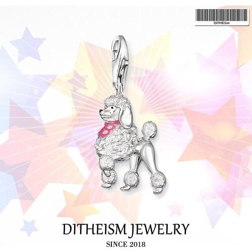 Poodle Dog Charms Pendant,2018 Jewelry 925 Sterling Silver Trendy Gift For Women Girls Fit Bracelet Necklace Bag
