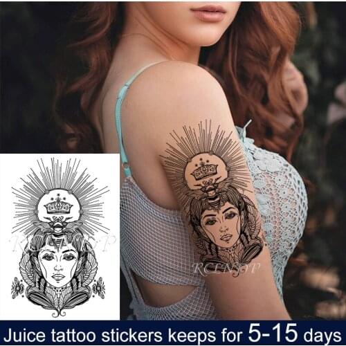 Waterproof Temporary Juice ink Sticker Queen Bee Wings Crown Flower Fruit Gel Long lasting Tattoo Art for Men Women girl