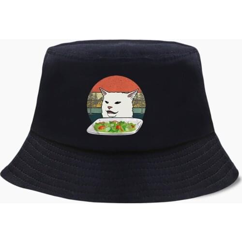 Funny Japan Anime Harajuku Cat Dog Bucket Hat Panama Men Cap Women Bob Fishing Panamas Cotton Outdoor Sunscreen Fisherman Caps