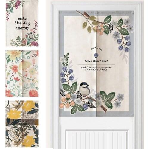 Floral Door Curtain Split Noren for Bedroom Living Room Doorway Partition Entrance Decorative Hanging Drapes INS Half-Curtain