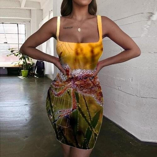 Giyu Brand Animal Dress Women Dragonfly Halter Sleeveless Sunset Bodycon Dress Landscape Ladies Dresses Womens Clothing