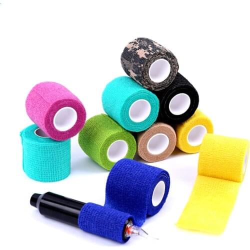 1pcs random color Tattoo Self-adhesive Non-woven Elastic Bandage Grip Tube Cover Wrap Sport Tape