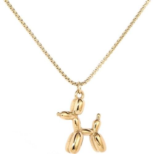1PC gold stainless steel Balloon Dog Pendant for women gold chain clavicle dainty cute Pendant for kids girls elegant Pendant