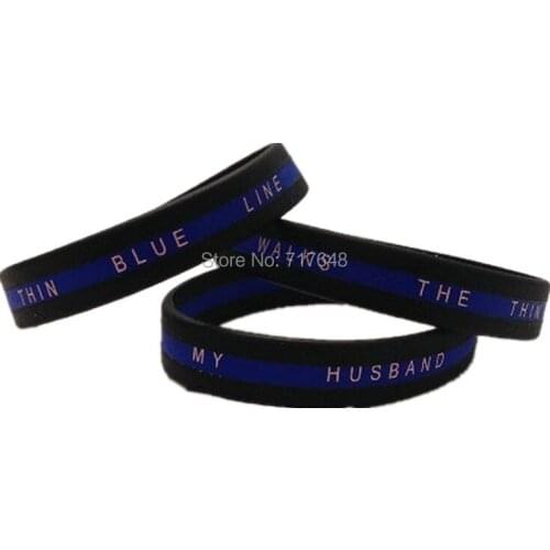 1000pcs My Husband Walks Thin Blue Line wristband silicone bracelets free shipping by FEDEX