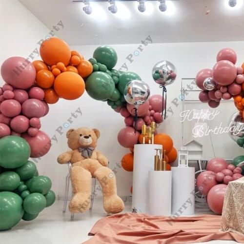 145pcs Retro Pink Wedding Party Decoration Balloon Garland Arch Kit Green Orange Latex Balloons Set Baby Shower Birthday Decor