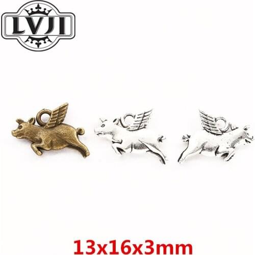 30pcs zinc alloy Animal Flying pig Charms for Jewelry Making 5937