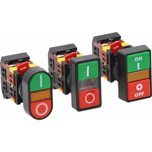 APBB-22N-25N PPBB-30N Start-stop Double Pushbuttons Switch With LED Lamp(Mounting hole 22mm 25mm 30mm)(DC12/24/36 AC220/380V