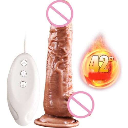Huge Heating Dildo Automatic Telescopic Realistic Penis Sex Toys for Women Remote Control Vibrating Big Dildos with Suction Cup